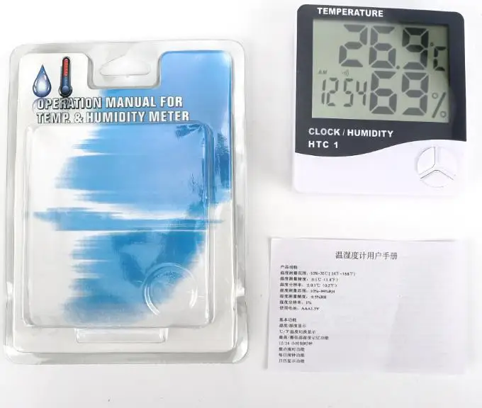 Indoor Digital Temperature Humidity Meter Clock Htc1 For Home Weather