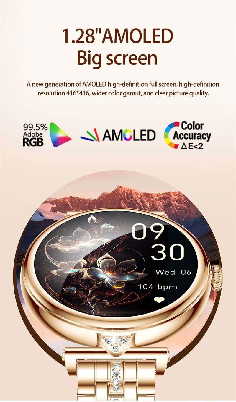 Смарт-часы женские водонепроницаемые, 1,28 дюймов