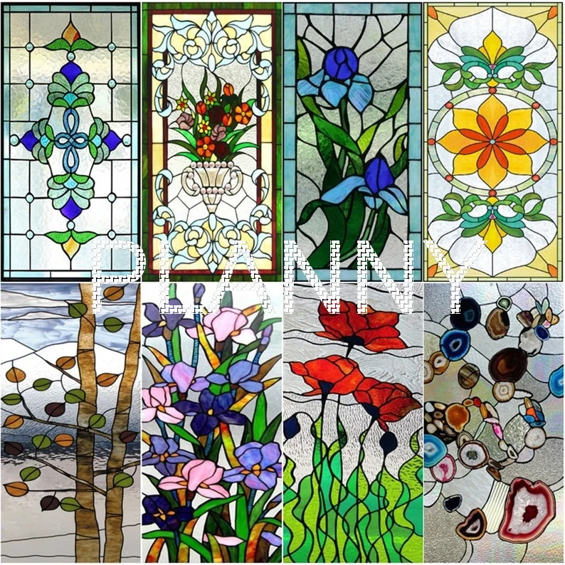 Window Privacy Film Stained Glass Decorative Home Frosted Static Cling Sticker 