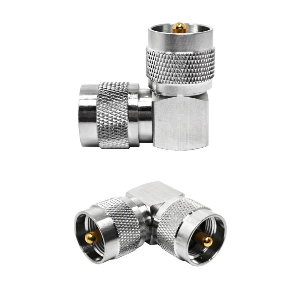 RF Coaxial Connector UHF Male Plug Right Angle to UHF Male Plug 90° Adapter for Communication Devices