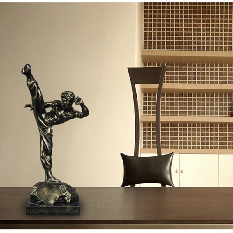 Shunxu Resin Kung Fu Kicking Pose Trophy Martial Arts Award Statue Supplier Wholesale