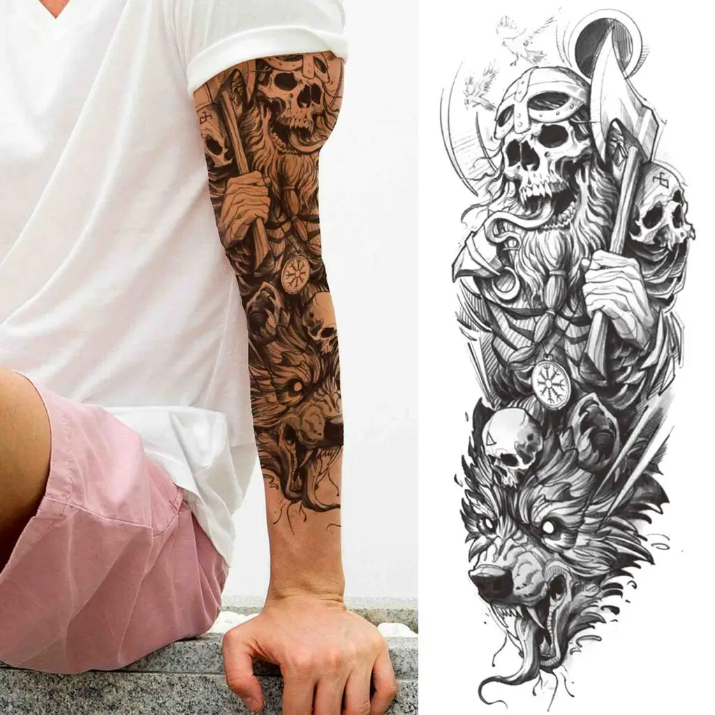Tattoo Sleeve Arm - Skull/Wheel Design