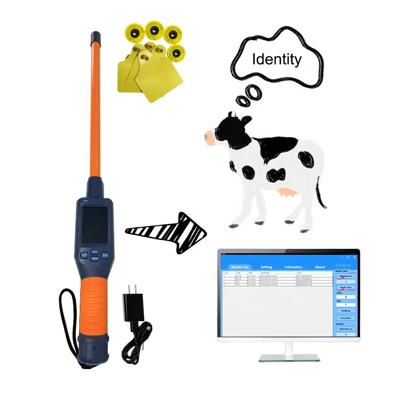 134.2khz ISO11784/5 FDX-B HDX Farm Cattle Goat Buffalo Stick Scanner Ear EID Livestock Microchip Animal RFID Tag Ear Tag Reader