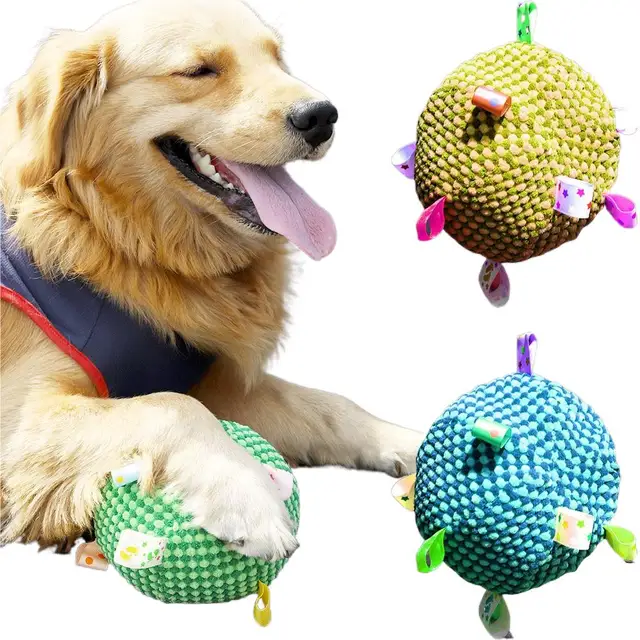 Dog Bite and Hold Throwing Toy Ball Dog Training Soft Ringing Ball