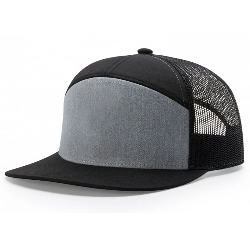 Wholesale High Quality Custom 7 Panels Plain Sport Snapback Caps Mesh Trucker Hats Trucker Caps for Men