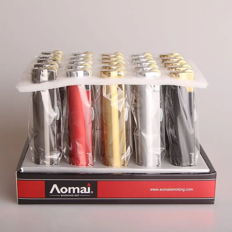 Wholesale Aomai Brand Single Flame Jet Lighter Custom Logo Flint
