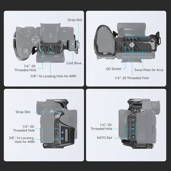 SmallRig Carbon Fiber Cage Kit Cable Clamp for Sony A7RV/A7IV/A7SIII, Camera Cage W/Multiple Accessory Mounting Points - 4308 detail image