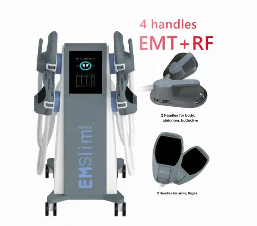 EMS Muscle Stimulator Electromagnetic Slimming Machine Non- invasive Weight  Loss TeslaSculpt slimming with 2 handles Color: 220V, Plug Type: UK Plug