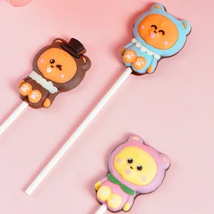 Chocolate Lollipops with Mint Flavor Hard Dairy Substitute Snacks Bagged and Decorated