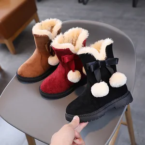 Children's Winter Artificial Leather Fleece Boots Kids Warm Snow Boots Children Casual Winter Thicken Boots