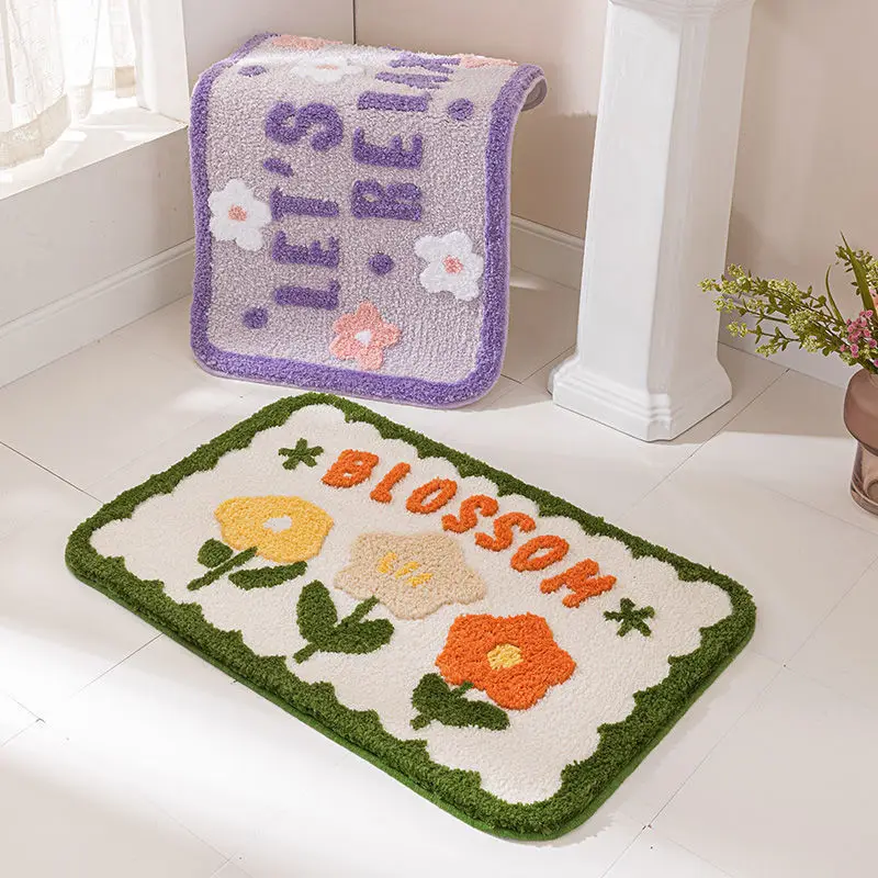 Wholesale Cute bathroom superfiber soft bath mat non-slip plush fluffy bath mat manufacture