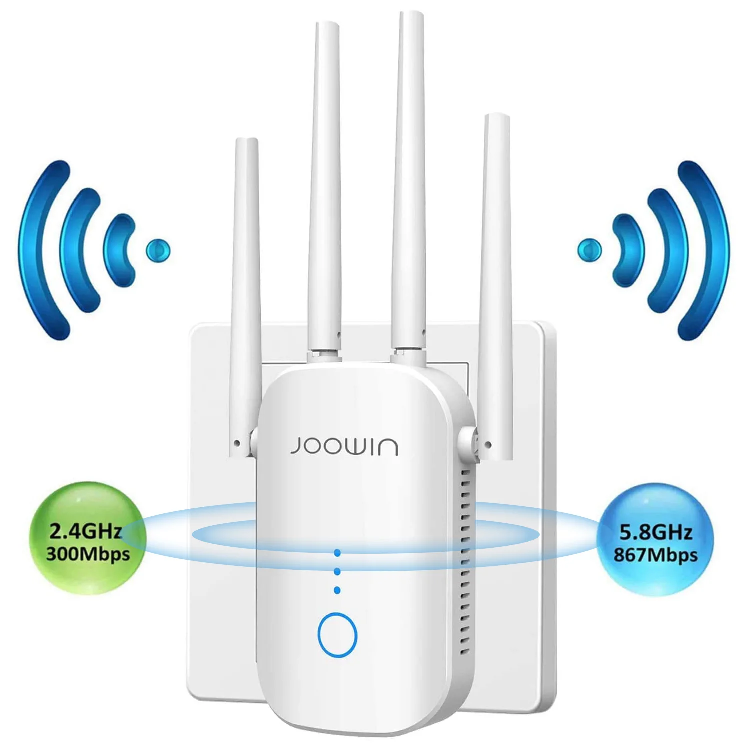 GALAWAY 1200Mbps WiFi Range Extender 2.4GHz and 5GHz Signal Extenders Internet Booster 360 Degree WiFi Booster Signal Amplifier with 4 Antennas White 