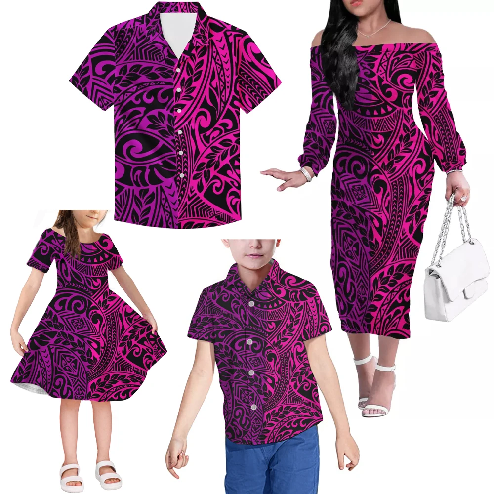 custom polynesian print family gathering clothing