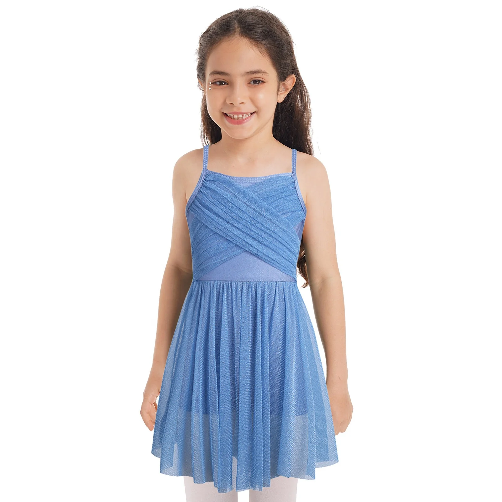 Girls Spaghetti Strap Lyrical Dance Dress Costumes Latin Leotard
