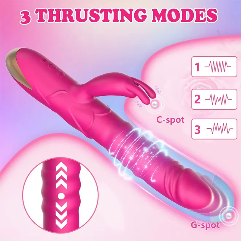 Thrusting Vibrator Clitoral Stimulator 10 Mode Licking G Spot Vibrators Adult Rabbit Vibrator Thrusting Dildo for Women