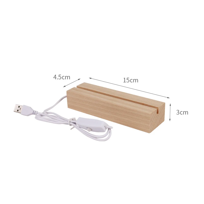 Wholesale Wood Led Night Light Base Wooden 3d Led Lamp Base For 3d