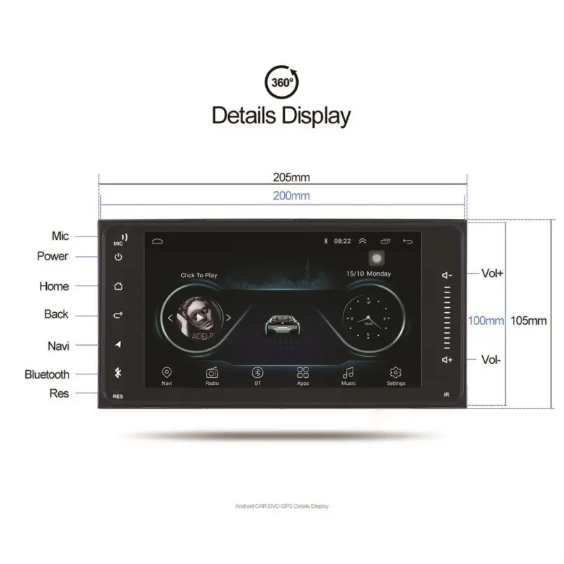 Android 7 Inch Double Din Car MP5 Player DVD Player Car Video Radio for Toyota Universal