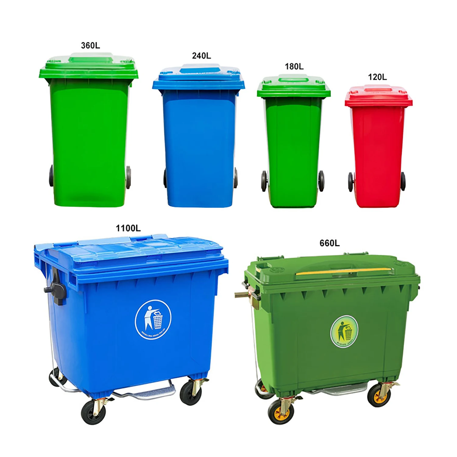 High Quality 1100L Plastic Trash Can Recycle Outdoor Waste Large Garbage  Bins with Wheels Manufacturer and Supplier