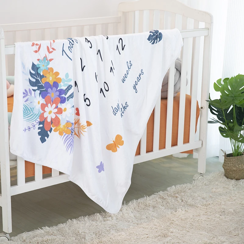 Digital blanket Baby Milestone Blanket Flannel Fleece customizable printed baby first year monthly photographable manufacture