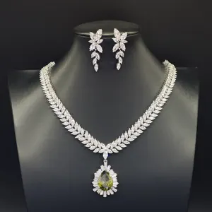 Ilona Luxury Design Earring Necklaces Women Jewelry Set Fashion Chinese Wedding Jewelry Sets Pendant Set with Zircon