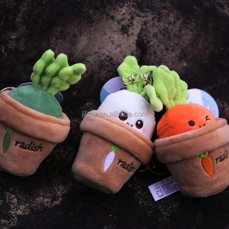 Dropshipping Custom Plush Keychain Carrot Potted Cute Cartoon Soft Stuffed Custom Plush Doll Toys Keychain Pendant Animal Toys