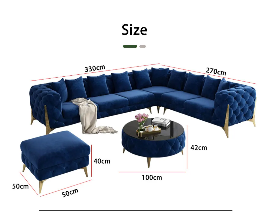 Modern Luxury Hotel Couch Bed Lounge Suite L U Shape Velvet Sectional