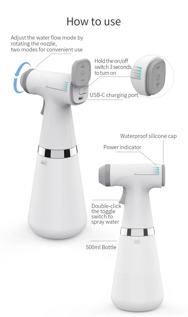 Professional Electric Spray Bottle Rechargeable Handheld Multi Function for Plant Care Hair Design and Household Cleaning Tasks factory