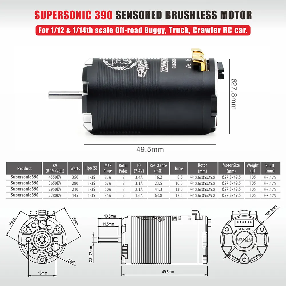 RC Supersonic-390 & TS80 ESC Combo for Losi Carisma Buggy