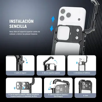 NEEWER Phone Cage Compatible con iPhone 17 Pro MAX, Quick Release Video Rig Estabilizador Accesorios con 67mm Anillo Filtro detail image