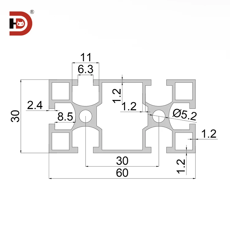 product industrial extruded aluminum profile 3060 20mm assembly line automation equipment 3060 aluminum alloy square tube713-3