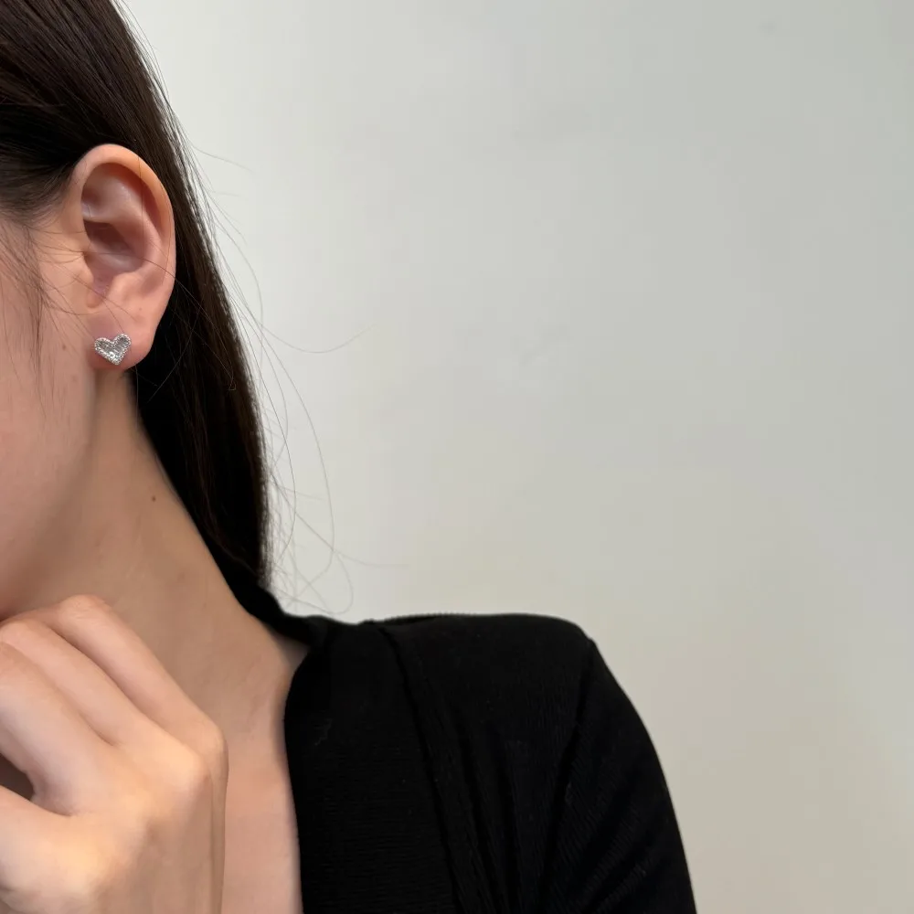 KAKODIY 925 Gorgeous Sterling Silver Heart Stud Earrings, Zirconia Paving 14K Gold Plated Earrings detail 1