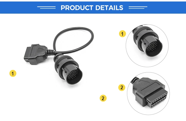 OEM ODM Black 38Pin Connector OBD car cable OBD2 cable details