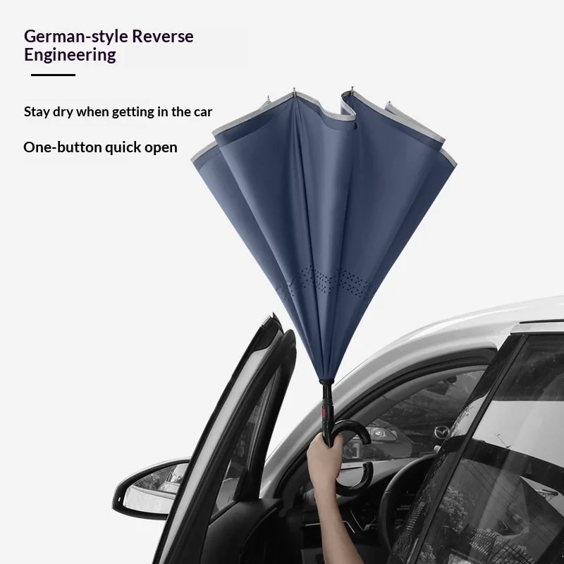 German-style C-shaped Long-handled Inverted Umbrella Automatic Double-layer Large-sized Breathable Reinforced Wind-resistant preview 3