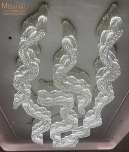 Modern Flush Mounted Irregular Hollow Crystal Tubes Chandelier Ceiling Light for Hotel Restaurant Banquet Hall Villa