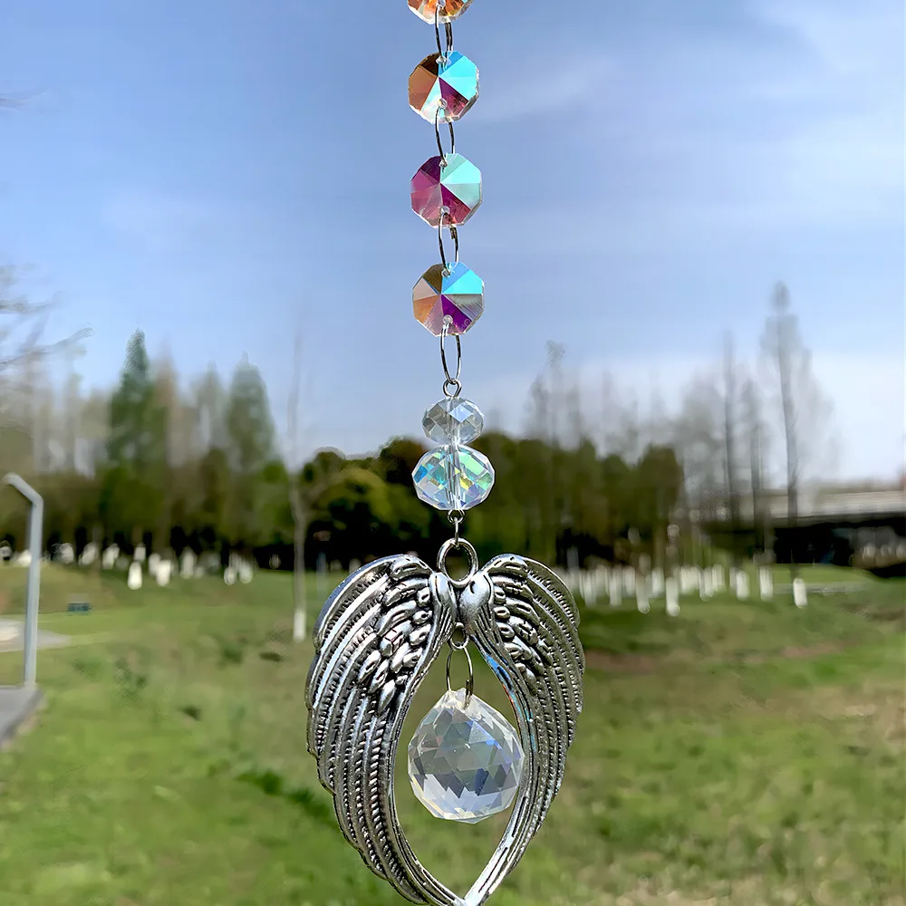 Crystal Suncatchers Angel Wings Pendant Rainbow Maker Hanging For