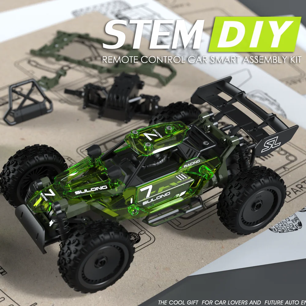 Stem Building Toy 3 In 1 Educational Rc Racer Set Remote Control Car