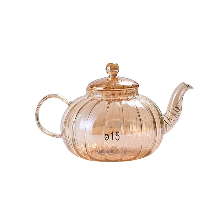 Théière Bouilloire Ancienne En Laiton à 4 Pieds - Style Arts & Crafts - Poignée En Verre Ambre