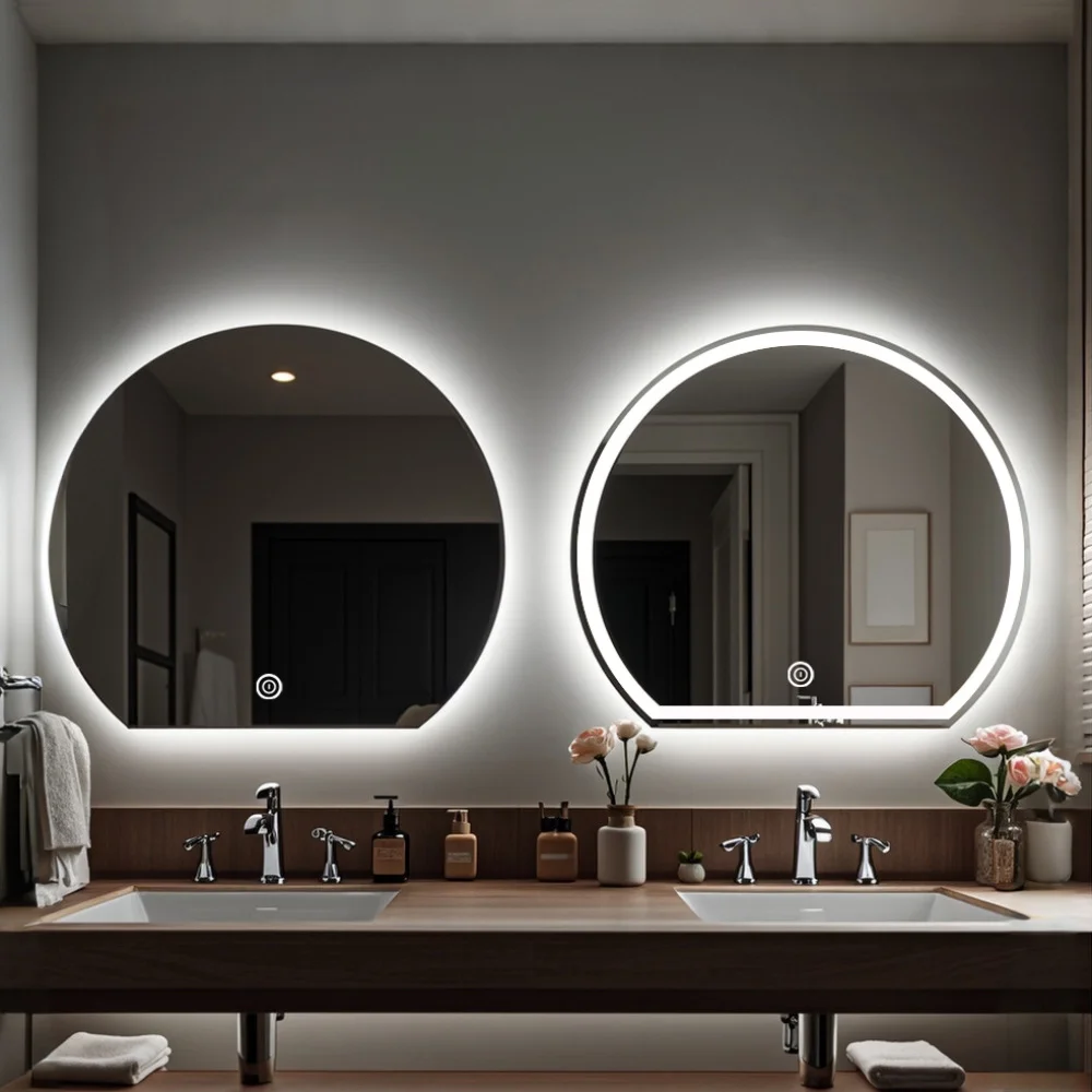 product amaze modern home decor round smart espejo inteligente bath mirror with touch switch anti fogging front lights or back for hotel-60