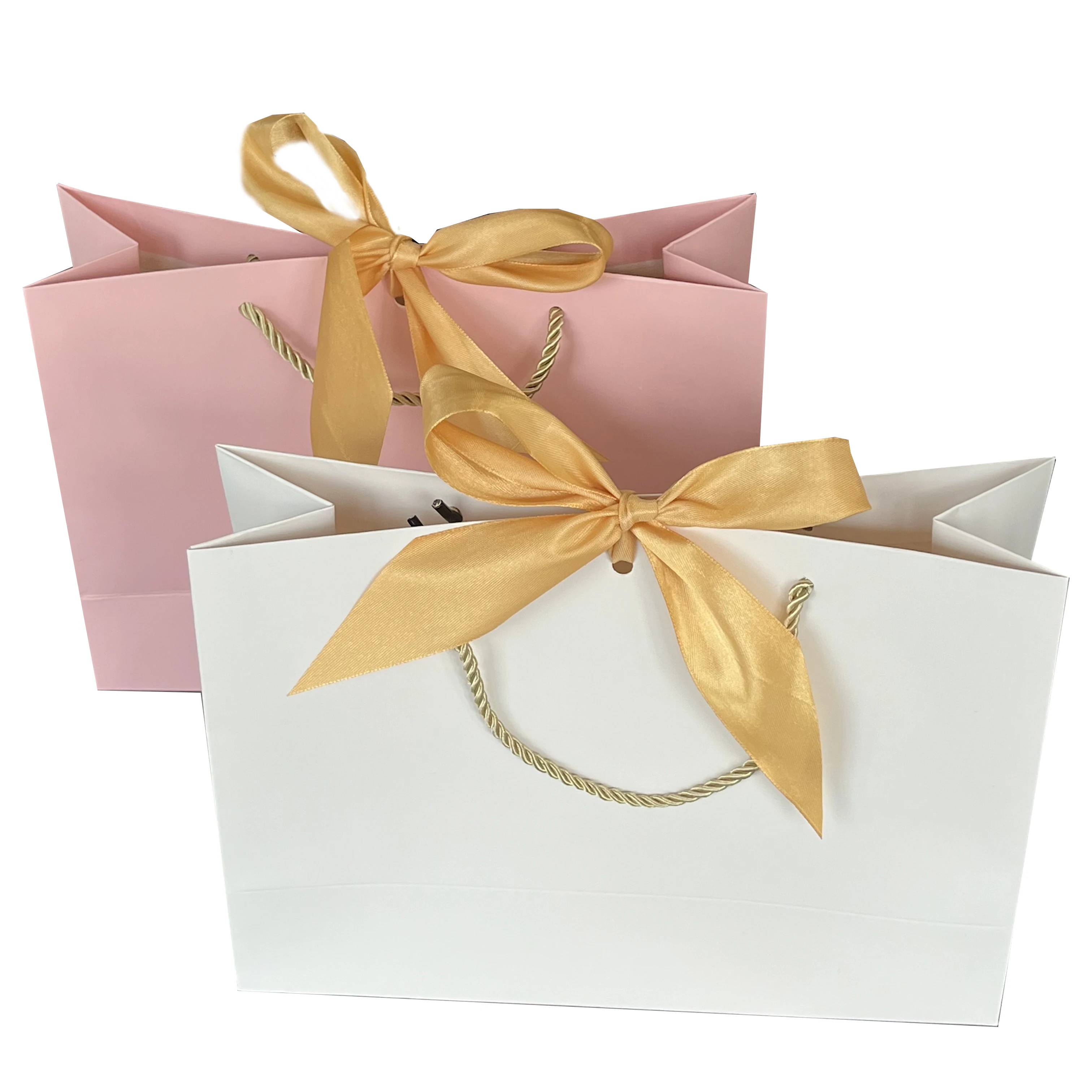 Wholesale Shopping Bulk Paper Gift Bags with Bow, Kraft square Bottom Paper  Gift Bags with Handles