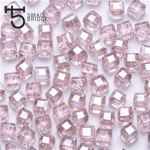 4mm 6mm Square Shape Crystal Glass Beads Multicolor Cube Beads  for Jewelry Making factory