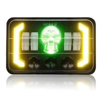 RTS 1PC 80W Full Function 100% New 4x6 LED Headlamps RGB Skull Peterbilt 379 Headlights for Truck Probe Kenworth Oldsmobile