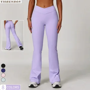 YISHENHON Women's High-Waisted Quick Dry Yoga Flare Pants Four-Way Stretch Breathable Butt Lift Sport Leggings New Arrival
