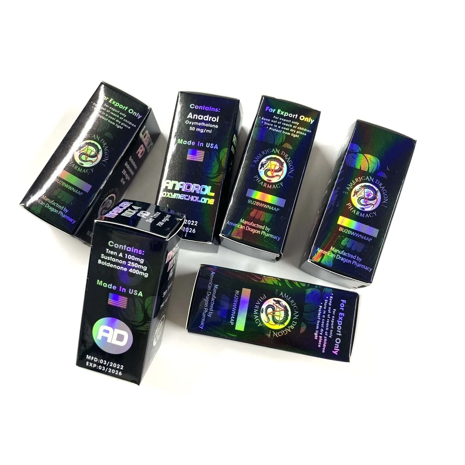 10ml vial packaging DECA/ SUST/ TEST P/ TREN A/ E/ EQUI box hologram stamping 10ml vial box label