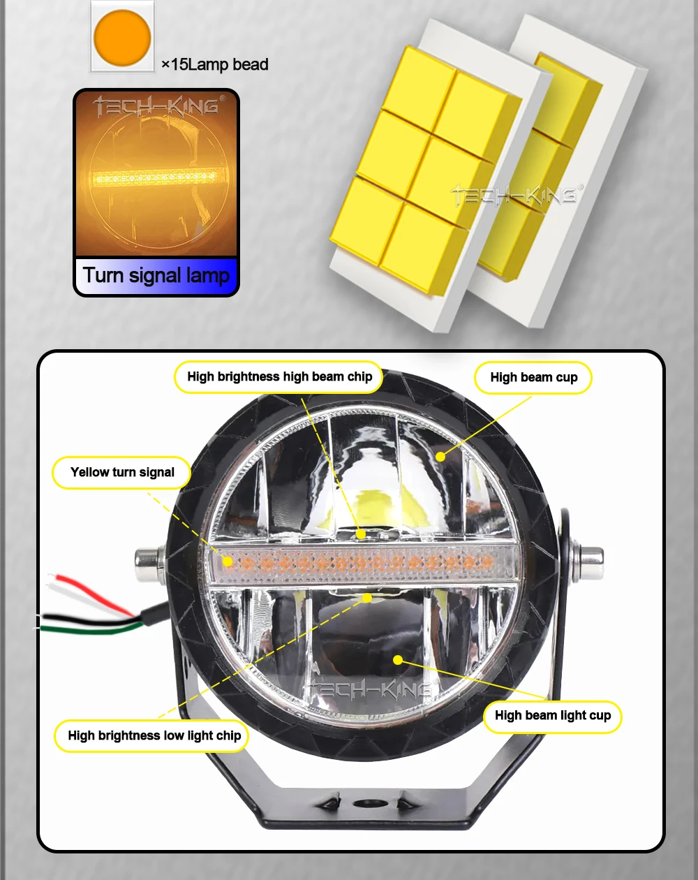 TK 3.5 Inch White Yellow Optional High Low Beam Car SUV Offroad Motorcycle ATV UTV BUS Truck LED Work Driving Head Fog Light For