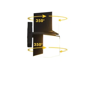 IP54 Aluminum Corridor Wall Mounted Square LED Wall Outdoor 23W Balcony Landscape Light 350 Degree Double Head Rotatable Ra90