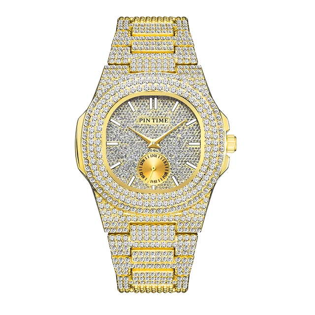 PINTIME PT2548 hot sell china women bling Diamond quartz watch steel band Waterproof watch date display elegant Casual watch kit Alibaba