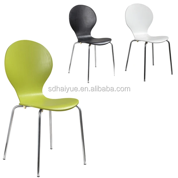 High Quality Any Color Wood Low Back Dining Chair with Round Tube