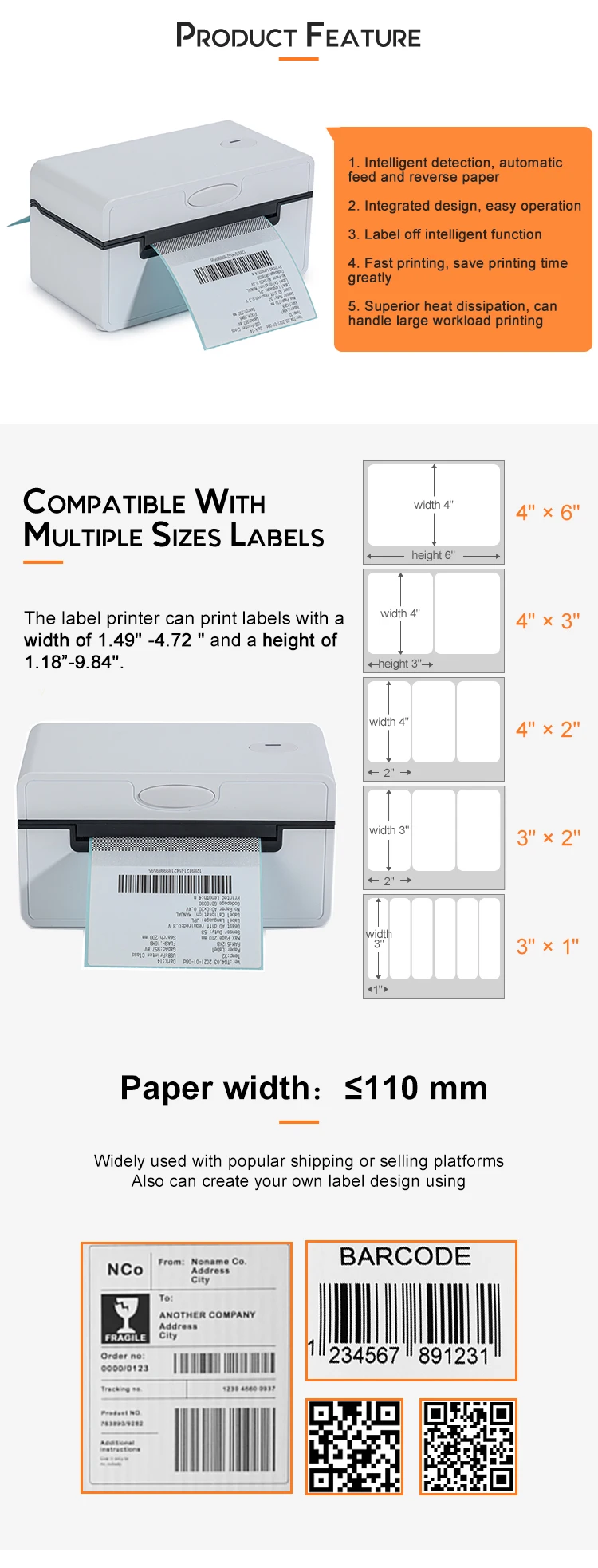 Thermal Shipping Label Printer Compatible With Phone And Computer Free