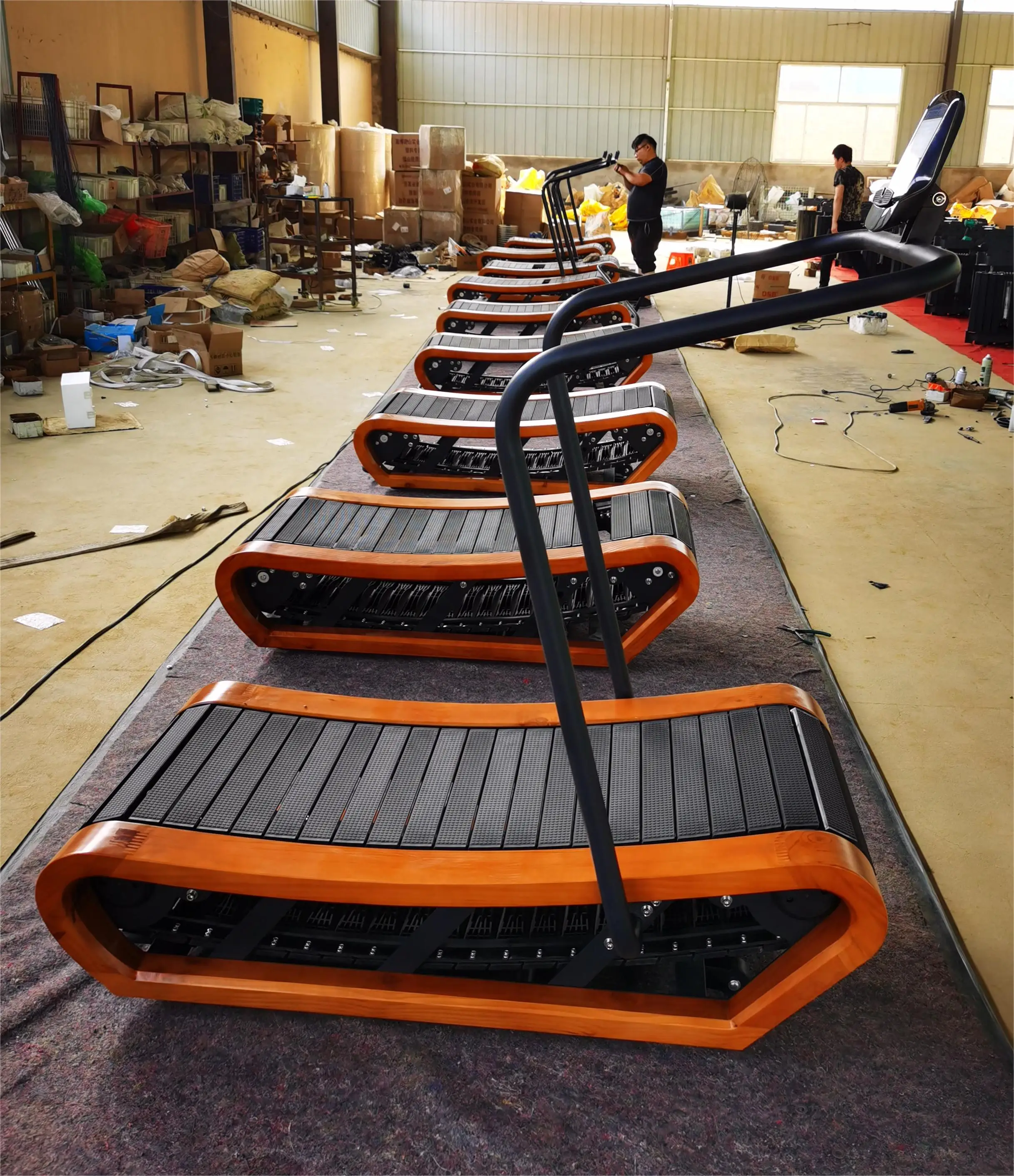 Low Price Manufacture Cardio Training Home Gym Fitness Equipment Curved  Running Machine Wooden Curved Treadmill (Nylon Belt) Gym