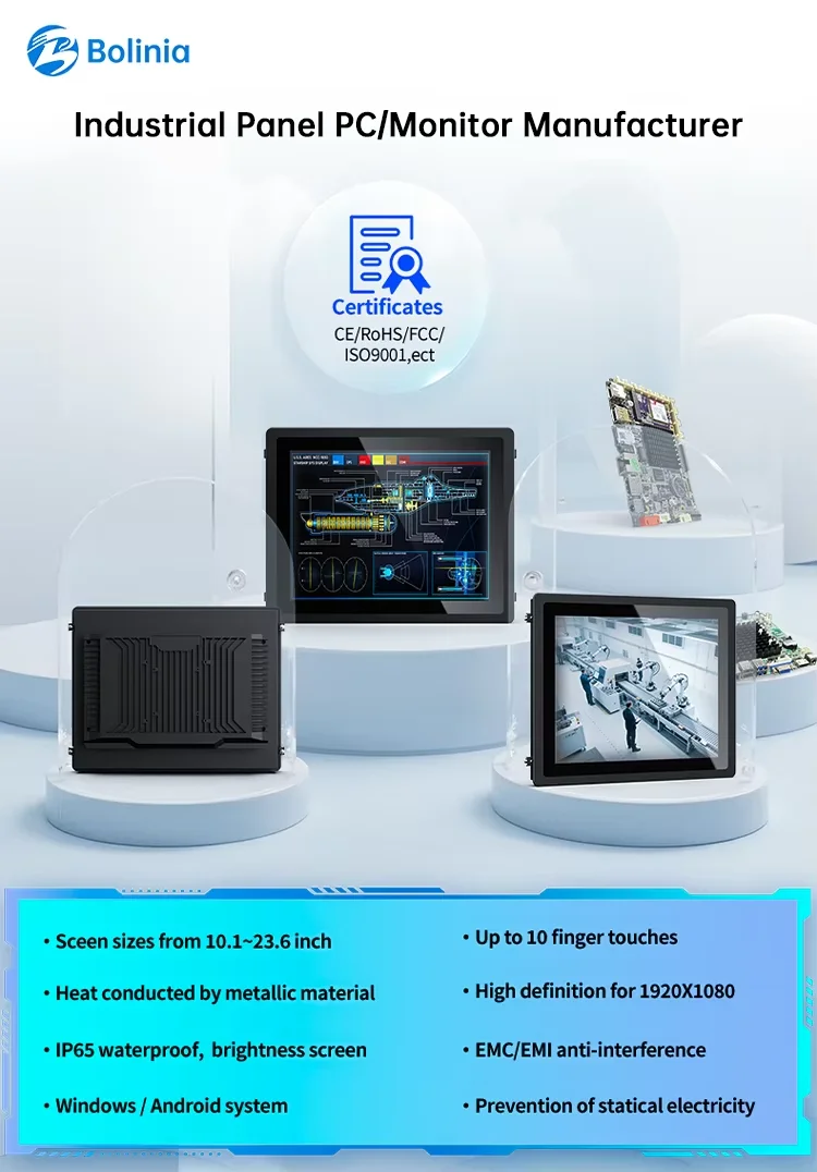 Industrial Waterproof All in One Panel PC Vesa Mounted Embedded Resistive/Capacitive Multitouch Touchscreen Industrial Tablet